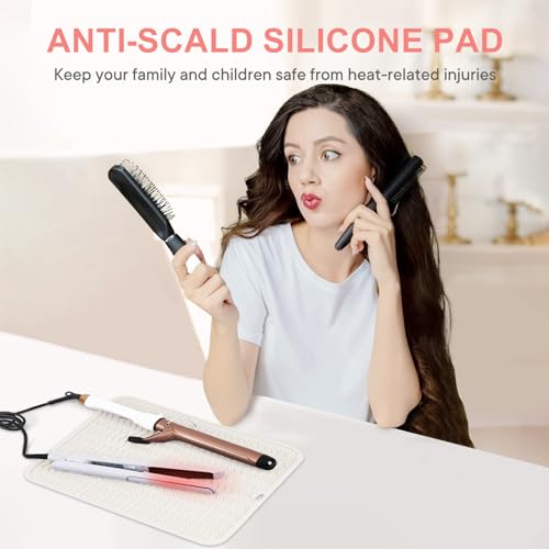 Oversize Silicone Heat Resistant Mat for Hair Tools (Ivory)
