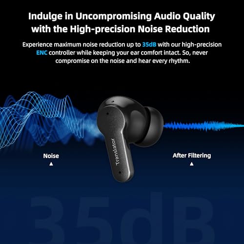 Offline AI Translator Earbuds M3 Language Translator Device Translation Earbuds Real Time Support 144 Languages No Subscription Required (With Offline Package (Black))