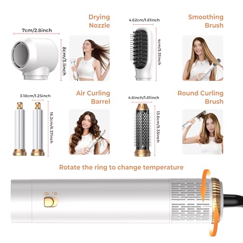 5 in 1 Hair Dryer Brush Set (White Gold)