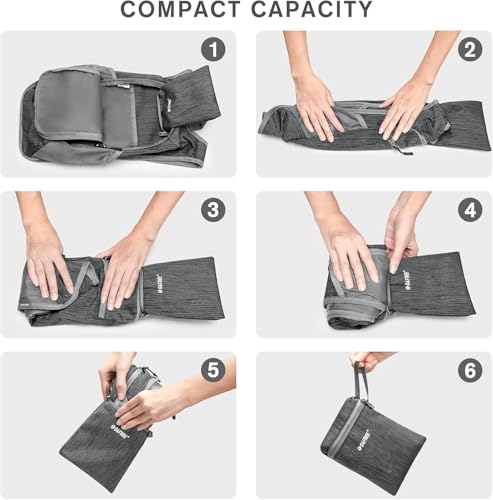 10 15L Small Rucksack Foldable Backpack Lightweight Packable Daypack Travel Outdoor Hiking Shoulder Bag (Black / 20L)