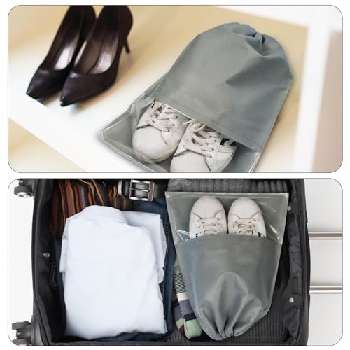 8PCS Travel Shoe Bags with Rope for Men and Women Large Shoes Pouch Organizers (Gray)