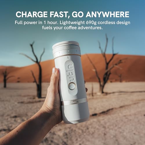 Fino Portable Electric Coffee Grinder with 28 Precise Grind Settings (Sandstone White)