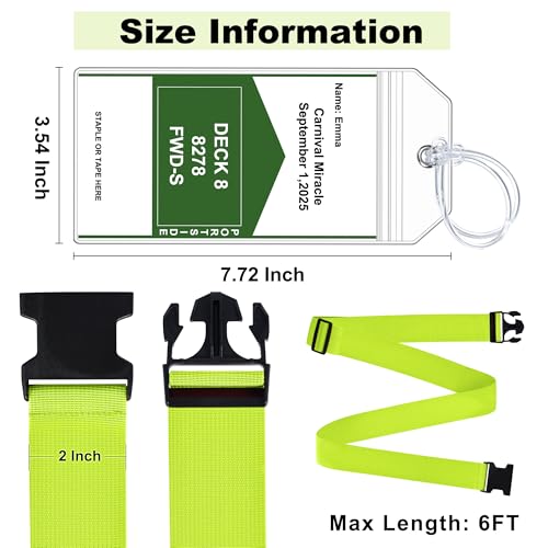 8 Pack Luggage Straps and Cruise Tags Set (Green & Wide)