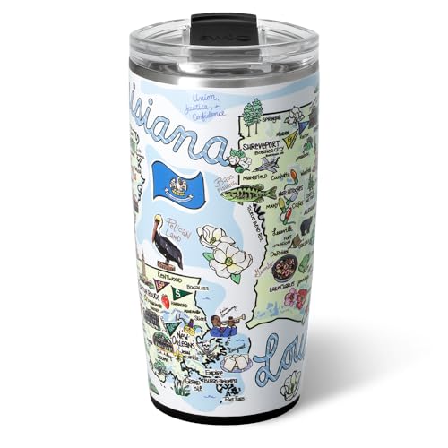 22oz Insulated Travel Mug with Handle & Lid (Louisiana / 22 Ounces)