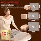 Travel Vacuum Bags with Rechargeable Pump (18 Combo Travel Size)