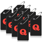 8 Pack Initial Luggage Tags for Suitcases Airplane Travel Essentials (Black / Letter Q)