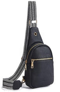 Sling Bag for Women Vegan Leather Small Fanny Pack Crossbody Bags Chest Bag for Women Black (2-black)