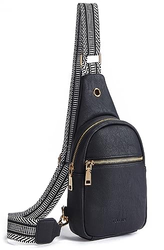 Sling Bag for Women Vegan Leather Small Fanny Pack Crossbody Bags Chest Bag for Women Black (2-black)