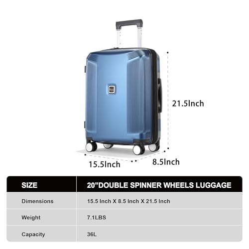2 Piece Hardshell Suitcases Set 20 (Blue / 2-Piece Set (20/28))