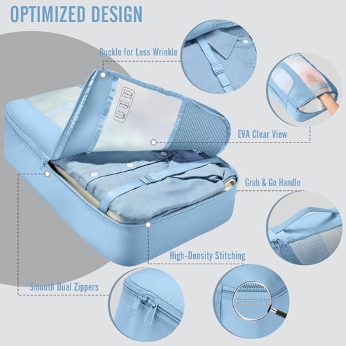10 Set Packing Cubes for Travel Essentials (06 Starlight Bluen)