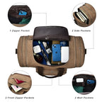 50L Canvas Duffle Bag for Travel Weekend Gym Overnight Carry (Coffee / 50L)