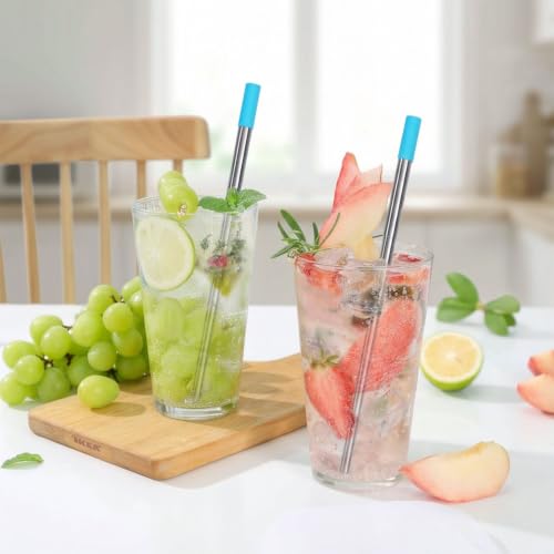 Reusable Collapsible Metal Straws (Black-Rose Gold-Turquoise)