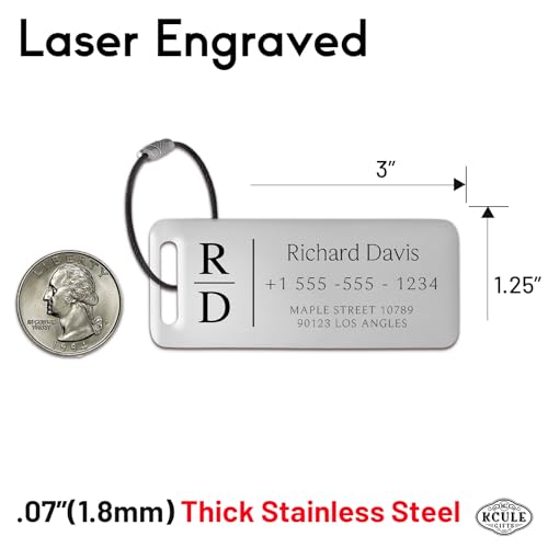 Personalized Luggage Tags for Suitcases 4 Pack (Keychain Silver)