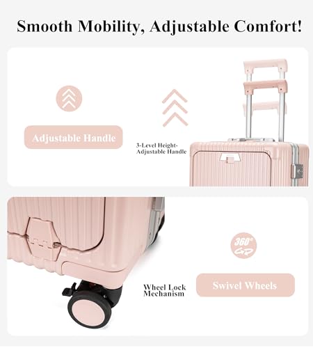 PC Hardside Carry On Luggage (A6-Pink (zipperless closure) / 20.8")