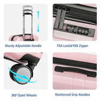 Carry On Luggage 22x14x9 Airline Approved (Pink)