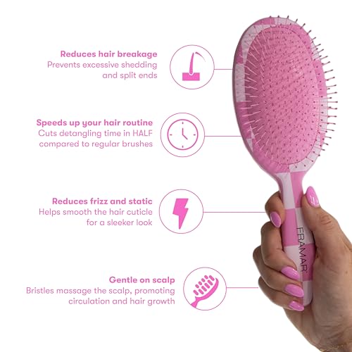 Checkered Hair Brush Detangler (Pink Checkered)