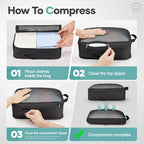 9 11 Set Compression Packing Cubes for Travel Essentials (Black / 9 set)