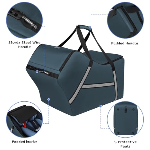 Infant Car Seat Travel Bag for Airplane Compatible with All Nuna Pipa Car Seat and Base (Blue)