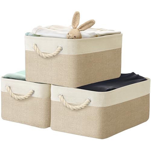 15.7" x 12" Wide & Low Fabric Storage Bin (Beige / Wide & Low - 15.75" x 12" x 8.25")