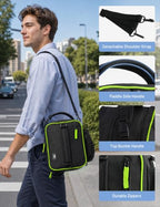 Expandable Small Lunch Box for Men Women Kids Work School (Black/Green)