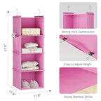 Hanging Closet Organizer and Storage (4-SHELF / Light Pink)