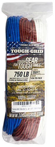 750 Paracord 100% Nylon (Tri Color / 150 Ft.)