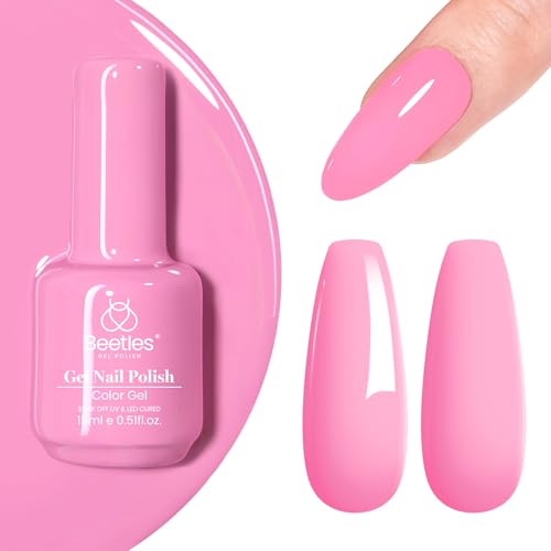 Beetles Pink Gel Nail Polish 15ML Soak Off UV Gel for Pastel Nail Art (B - Creme Pink | Silk Rosettes)