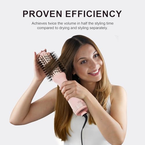 1200W Big Size Hair Dryer Brush (60mm Oval / 60mm Oval-pink)