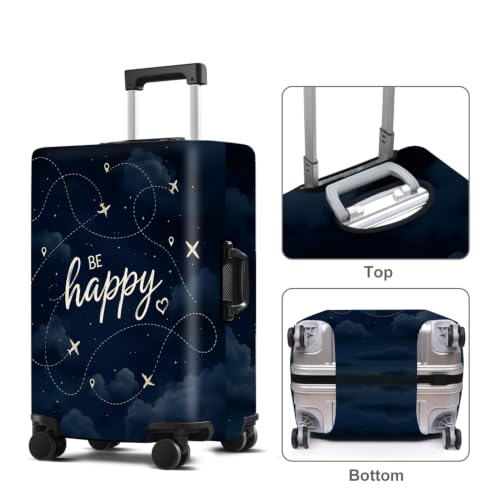 Luggage Cover Washable Suitcase Protector Anti (Be Happy / S(fits 20-22inch suitcase))