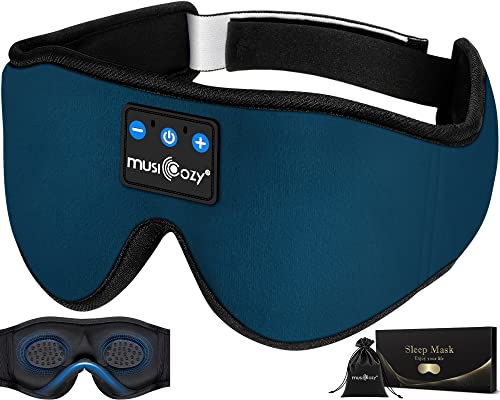 3D Sleep Headphones Bluetooth 5.4 Sleep Mask with HD Speakers (Indigo Blue)