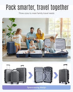 Luggage Sets 3 Pcs Suitcase with Wheels (Gray / 3-Piece Set-20 Inch/24 Inch/28 Inch)