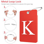2 Pack Initial Luggage Tags for Suitcases Airplane Travel Essentials (Large K / Red)