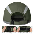 Foldable Running Sports Hat Reflective Baseball Cap Quick Drying Hat for Men Woman Adjustable 50+ UPF Breathable Mesh Water Repellency Outdoor Race Performance Lightweight Army Green (6 7/8-7 1/2 / Amy Green)