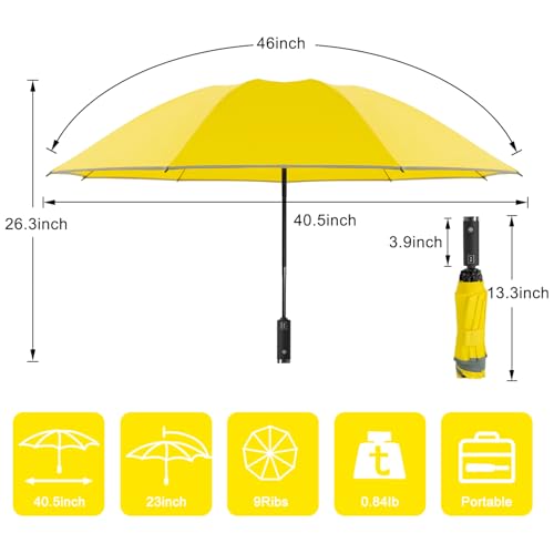 Portable Compact Folding Inverted Umbrella with LED (6.Yellow)