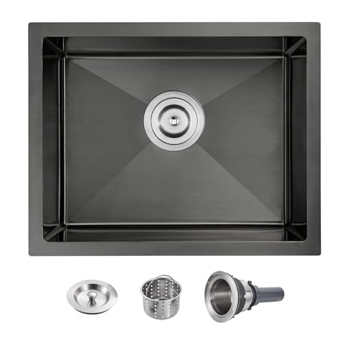22×18 Inch Undermount Kitchen Sink (L 22"×W 18"×H 9" / Black)