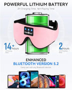 3D Sleep Headphones Bluetooth 5.4 Sleep Mask with HD Speakers (Pink)