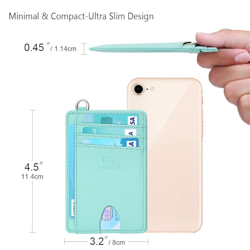 Slim Minimalist Wallet RFID Credit Card Holder for Men (small / Lake Blue)