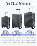Luggage Sets 3 Pcs Suitcase with Wheels (Gray / 3-Piece Set-20 Inch/24 Inch/28 Inch)