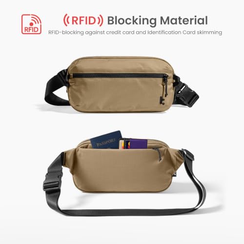 3.5L Sling Bag with RFID Blocking Crossbody Chest Pack for Men Women (Khaki / 3.5L)