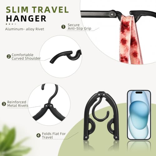 20 Pcs Foldable Plastic Travel Hangers (Black / 20 Pcs)