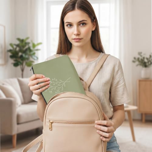 Minimalist Line Art Wildflower Makeup Bag Cosmetic Bags for Women (Sage Green 1817)