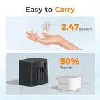 2 Pack Universal Travel Adapter (Gray-white)