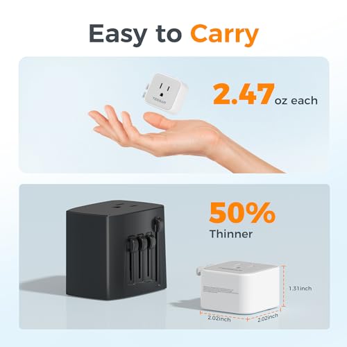 2 Pack Universal Travel Adapter (Gray-white)