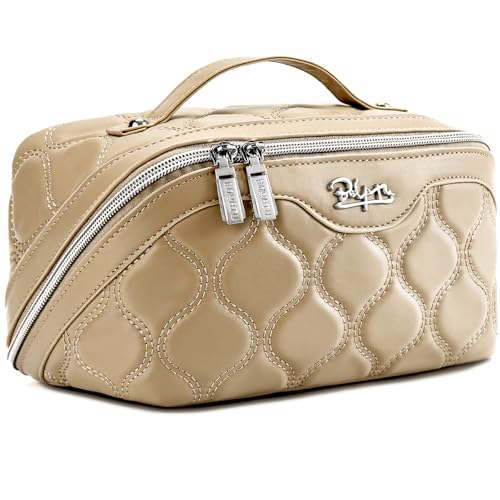 Travel Makeup Bag Cosmetic Bags for Women (H-2-Khaki)