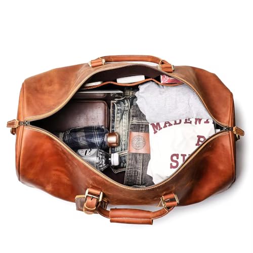 Mullis Mercantile Leather Weekender Bag (22 inch Vintage Leather Duffle)