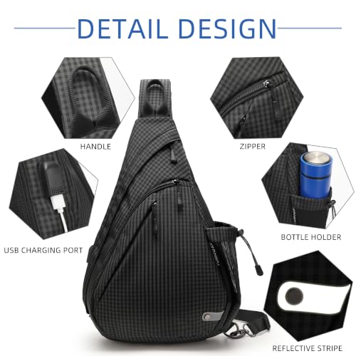 Water Proof Sling bag (Black Grid)