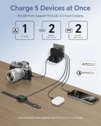 Universal Travel Adapter Fast Charge International Power Plug Adapter 4 USB (Matte Black)