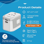 Universal Travel Adapter (White/Silver)