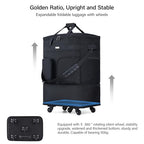 Expandable Collapsible Luggage with Wheels (Black-1)