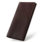 Leather Checkbook Cover Wallet for Men with RFID Blocking (Coffee)